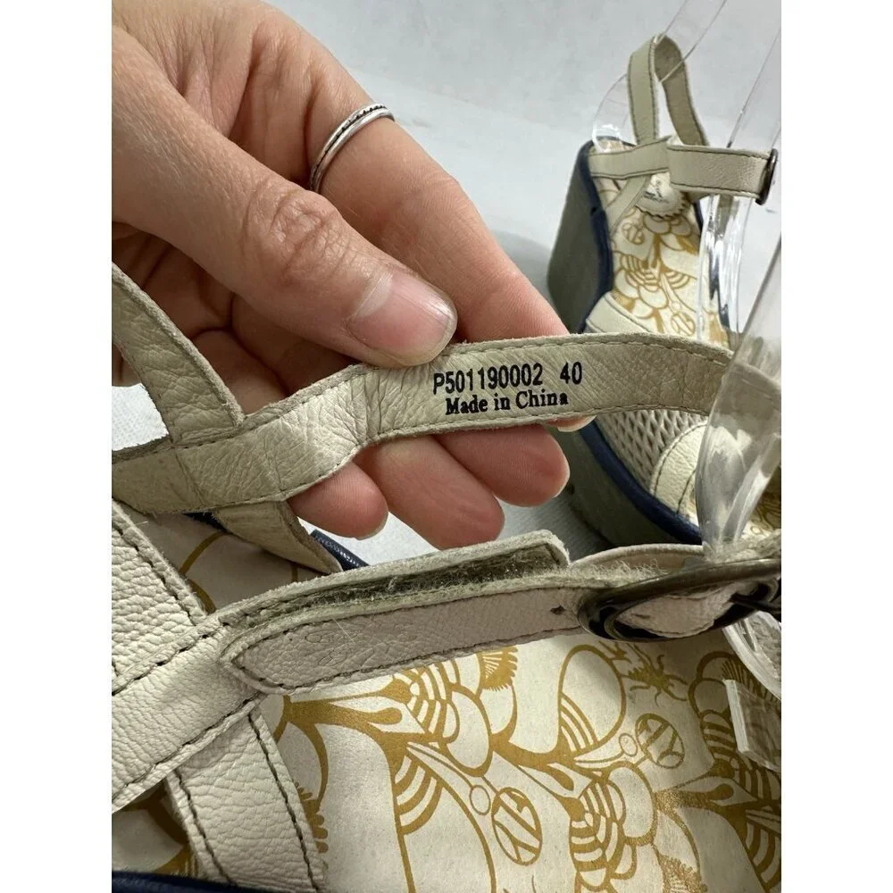 Fly London YANS190Fly Yans Tan Leather Wedge Sandal Womens EU 40 US 9-9.5